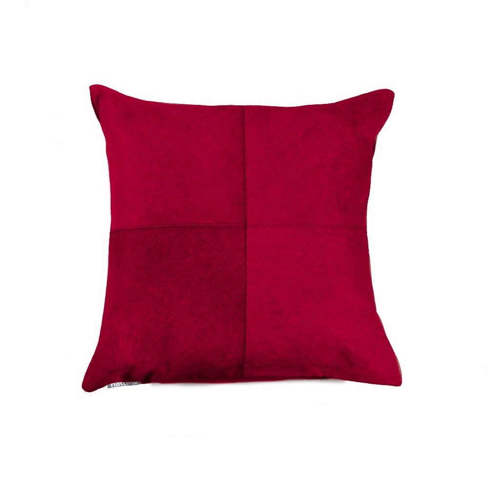 Natural Home Decor Torino Cowhide Pillow | 1-Piece | Wine | 18"x18"